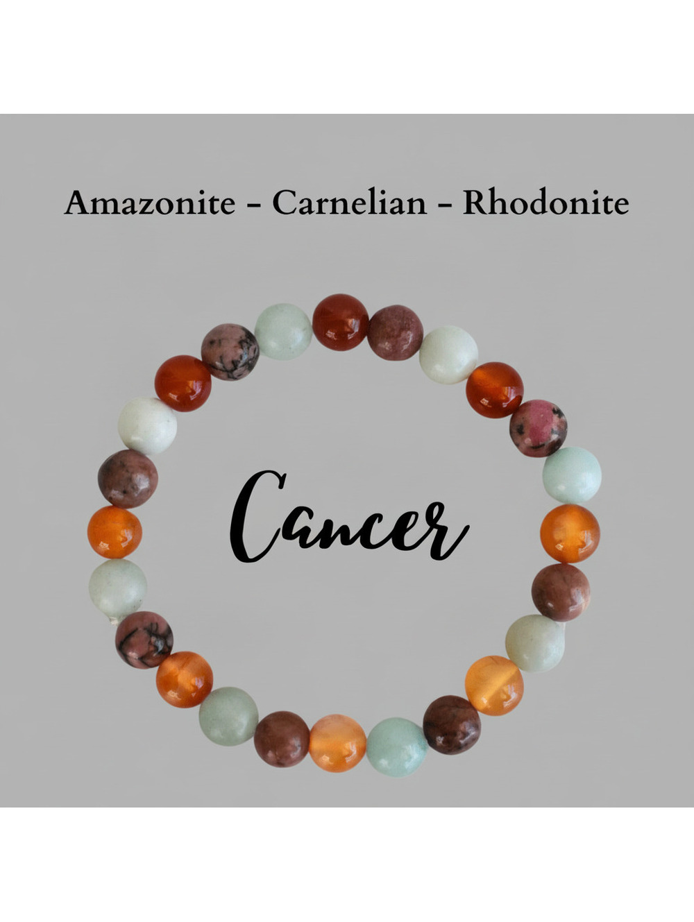 Zodiac Cancer Bracelet Amazonite-Carnelian-Rhodonite 🦩